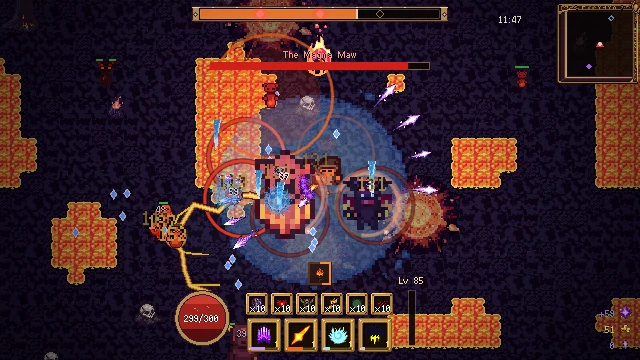 The Magma Maw in the middle of a fight, chain lightning and frost rings landing at once